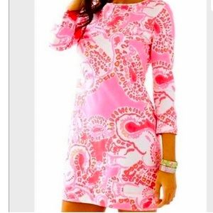 Lilly Pulitzer Coral Elephant Trunk In Love Pima Cotton Dress Medium ⭐️4.95 ship